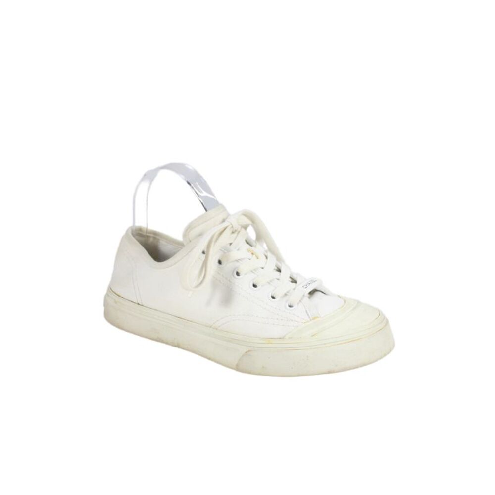 Chanel Womens Lace Up Cap Toe Logo Canvas Low Top Sneakers White Size 39